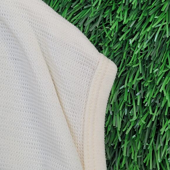 Vintage Palm-Harbour Henley Mesh Shirt Womens Small 18x22 Pastel Sleeveless - Picture 3 of 10